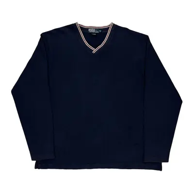 Polo By Ralph Lauren V-Neck Sweatshirt - XL Navy Cotton