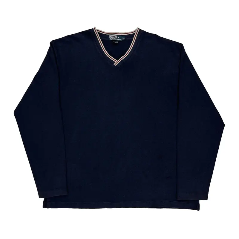 Polo By Ralph Lauren V-Neck Sweatshirt - XL Navy Cotton