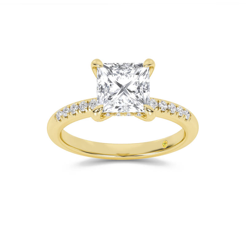 Aurelia Quarter Coverage Hidden Halo Princess Cut Lab Grown Diamond Engagement Ring | 10K Yellow Gold 2 1/3 CT. TW.