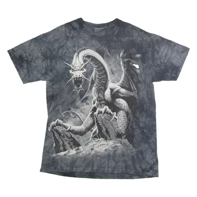 Dragon Mens Tie Dye T-Shirt Grey Crew Neck L