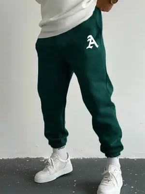 Men's Letter Print Pocket Sweatpants, Boyfriend Gifts, Regular Fit Casual Drawstring Jogger Pants, Pants for Men, Pro Club ...