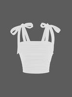 Women's Plain Ruched Knot Shoulder Crop Tank Top, Casual Sleeveless Cropped Top for Summer, Fashion Women's Top for Daily Wea...