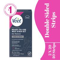 Veet Ready-to-Use Dermatologically Tested 2-sided 20 Strips Hair Remover Wax Strip Kit for Legs & Body
