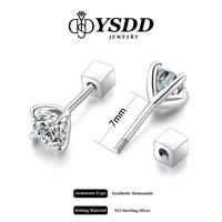 【#163 Screw Back】S925 Classic VVS D Color Synthetic Moissanite Solitare Stud Earrings in 925 Sterling Silver Birthday Mot...