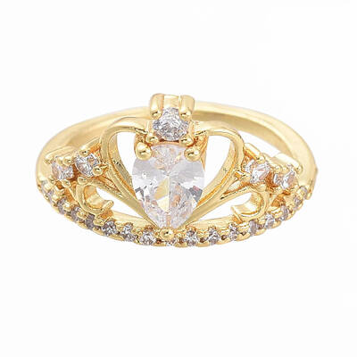 Adjustable Brass Micro Pave Clear Cubic Zirconia Cuff Rings