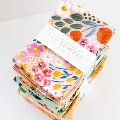 Floral Tea Towels - Set of 2 - 100% Cotton - perfect for decorating your kitchen Cleaning Cotton Pack Absorbent Wipes