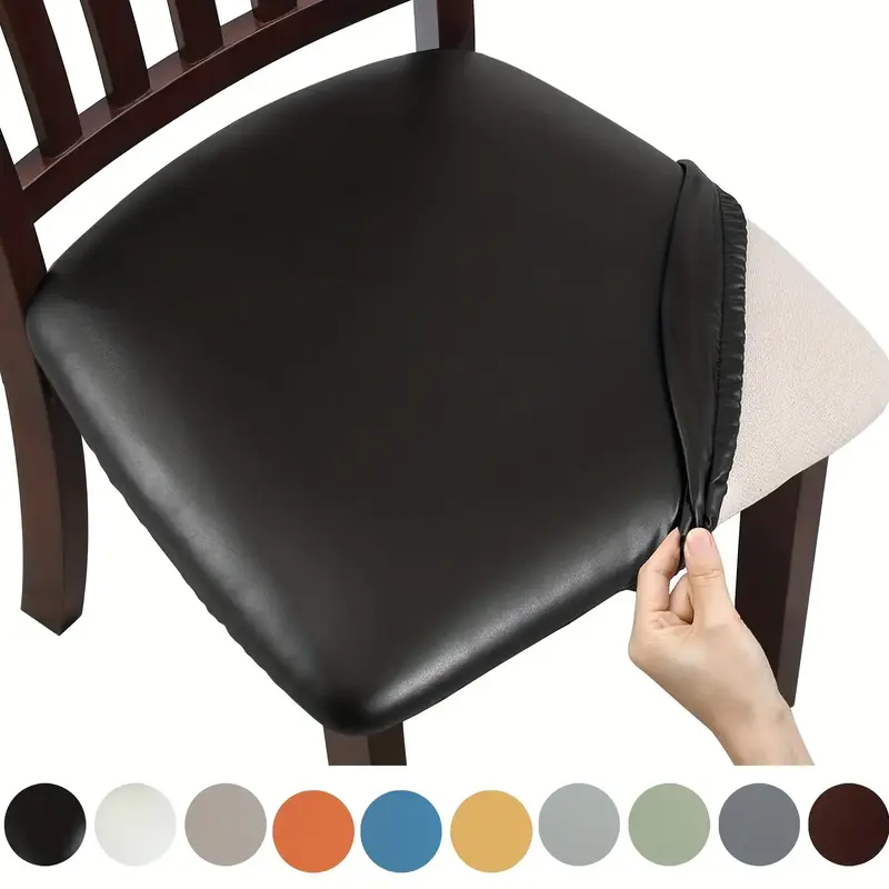 4/6pcs PU Leather Dining Chair Slipcovers - Removable Upholstered Chair Cushion Cover For Dining Room, Kitchen, Hotel, And Ho...