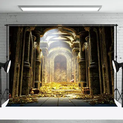 Retro Gold Palace Treasure Backdrop For Photography - Aperturee