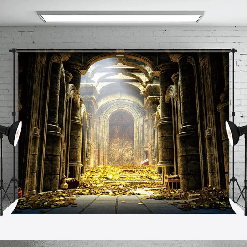 Retro Gold Palace Treasure Backdrop For Photography - Aperturee