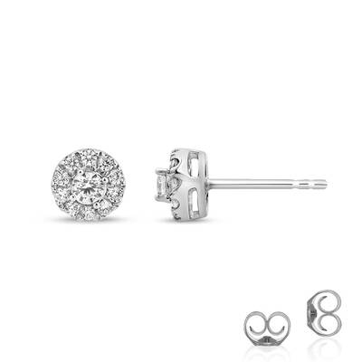 Lab Made Halo Diamond Stud Earrings | 14K White Gold 1/2 ct. tw.