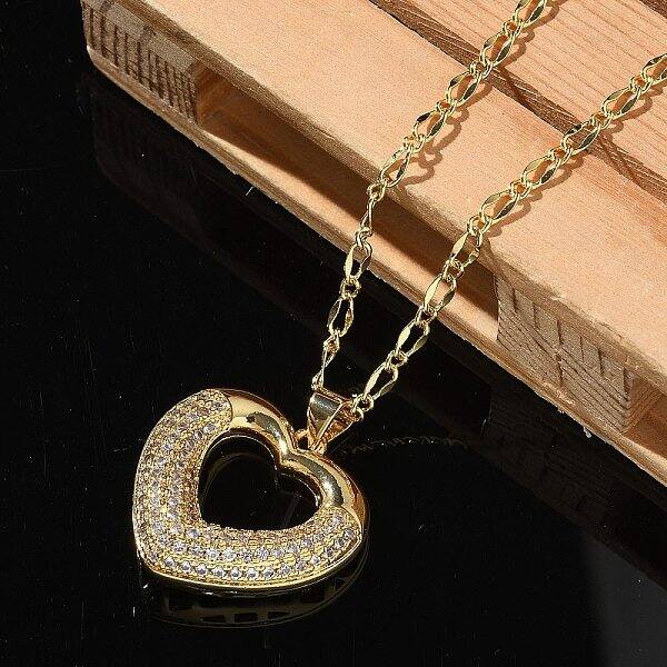 Brass Micro Pave Cubic Zirconia Pendant Necklaces for Women