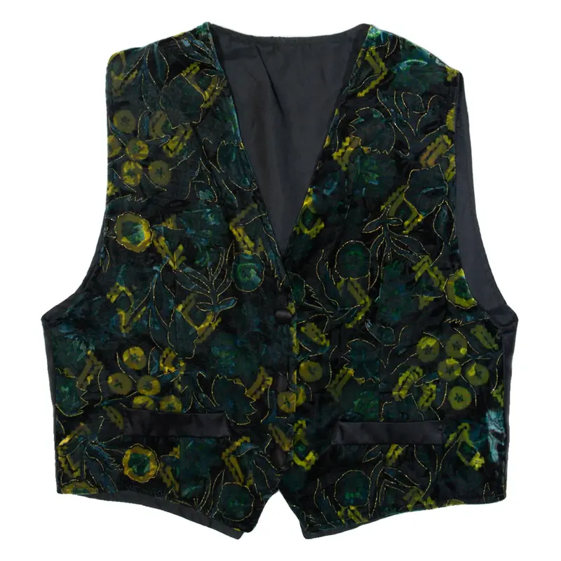 Womens Blazer Waistcoat Green Velvet Crazy Pattern M