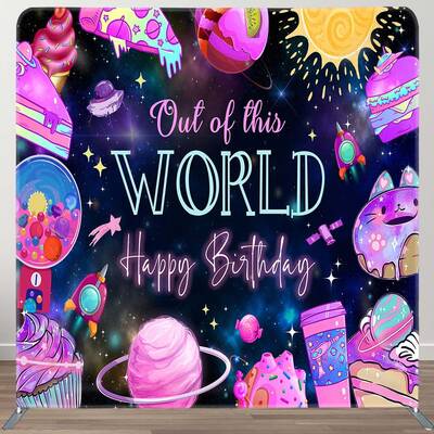 Aperturee Galaxy Out Of World Birthday Pillow Cover Backdrop, 6X6FT(1.8X1.8M), 111 USD, DSAH0G463-F, square double-sided back...