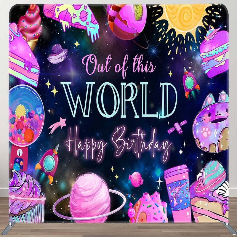 Aperturee Galaxy Out Of World Birthday Pillow Cover Backdrop, 6X6FT(1.8X1.8M), 111 USD, DSAH0G463-F, square double-sided back...