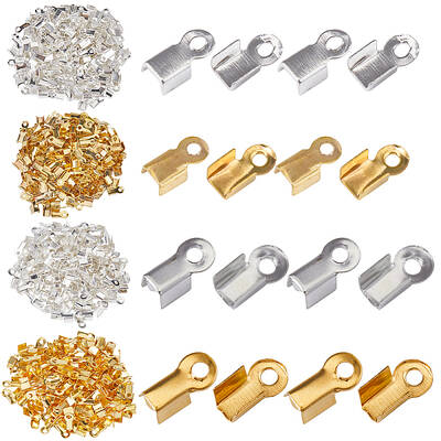 1200Pcs 4 Style Iron Folding Crimp Ends