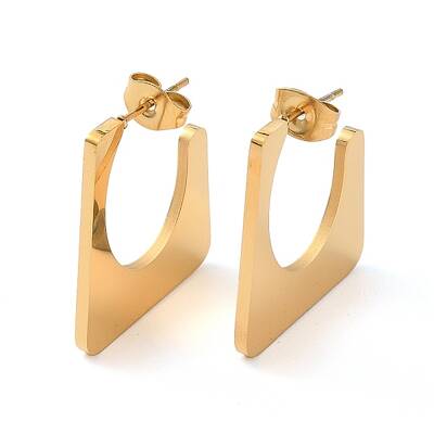 Ion Plating(IP) 304 Stainless Steel Rectangle Stud Earrings