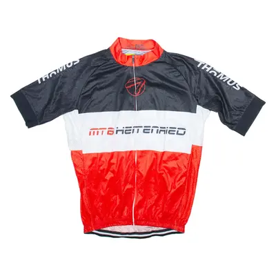 CYCLING Full Zip Cycling Mens Jersey Red Button Neck XL