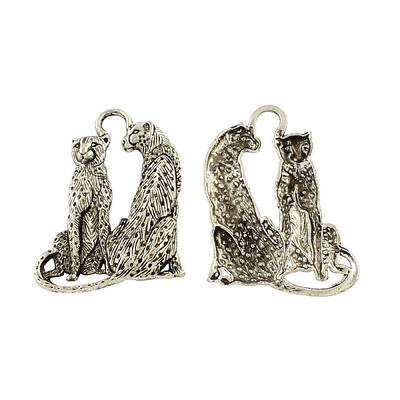 Tibetan Style Alloy Double Cheetah Big Pendants
