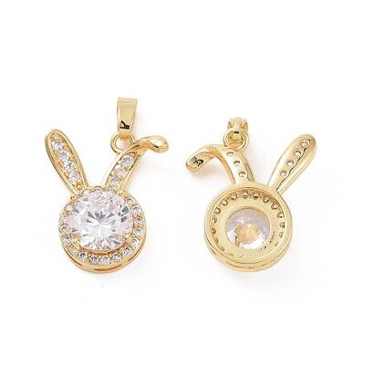 Brass Micro Pave Clear Cubic Zirconia Pendants