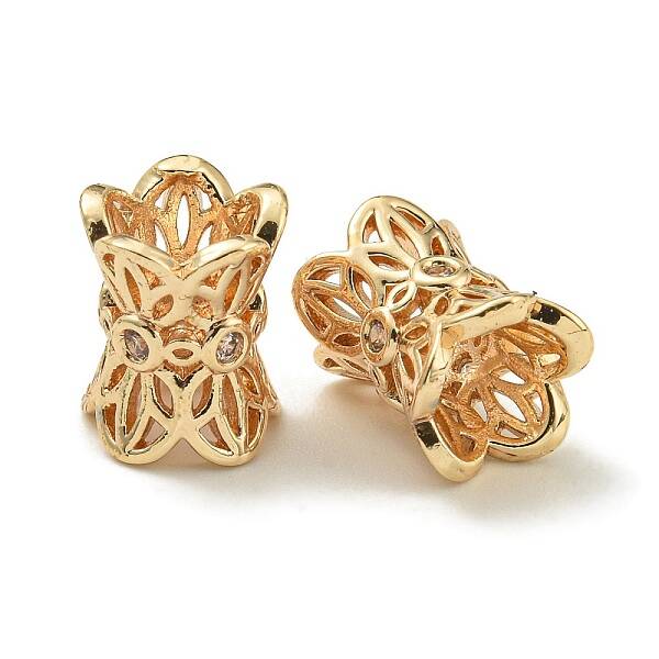 Rack Plating Brass Micro Pave Cubic Zirconia Beads