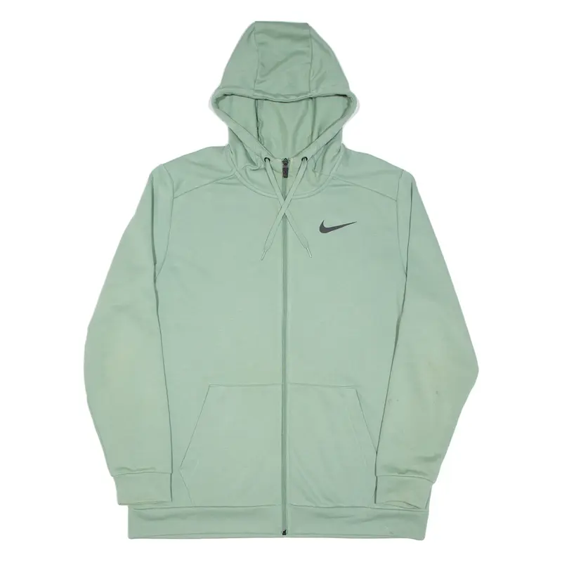 NIKE Mens Green Hoodie Full Zip L