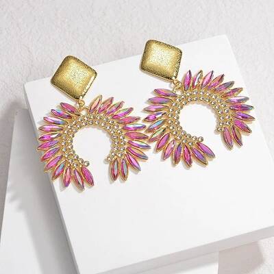 304 Stainless Steel Glass Dangle Stud Earrings
