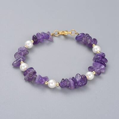 Natural Amethyst Chip Beaded Bracelets