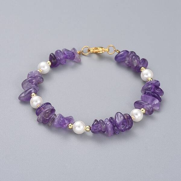 Natural Amethyst Chip Beaded Bracelets
