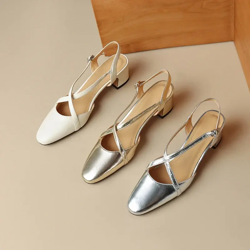CHIKO Mamie Square Toe Block Heels Slingback Shoes