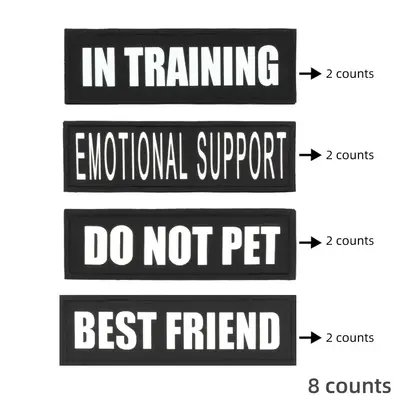 Removable Service Dog Patches (8 Counts/set), Hook and Loop Dog Harness Patch, Professional Dog Decorative Signage Accessorie...