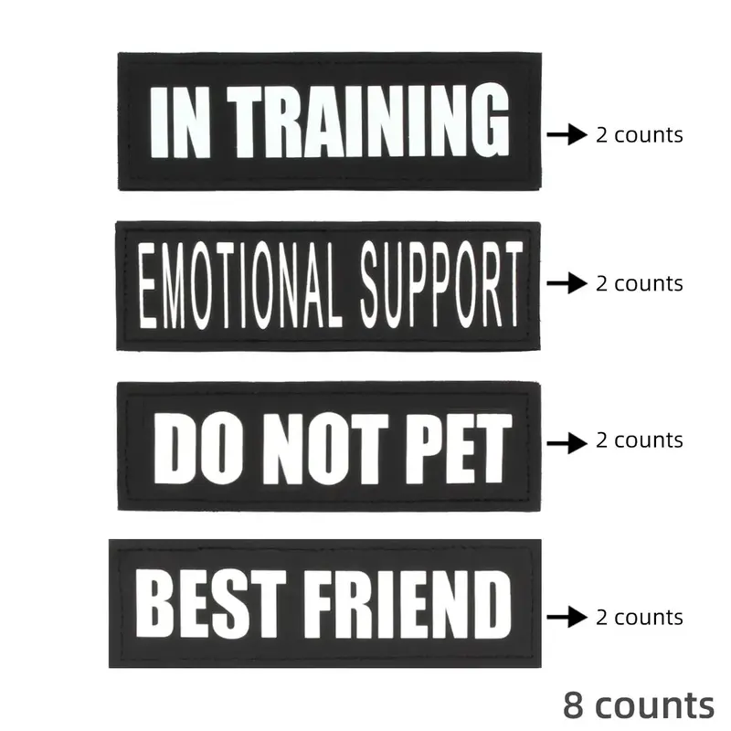 Removable Service Dog Patches (8 Counts/set), Hook and Loop Dog Harness Patch, Professional Dog Decorative Signage Accessorie...