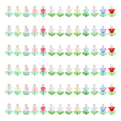 78Pcs 14 Styles Glass Pendants