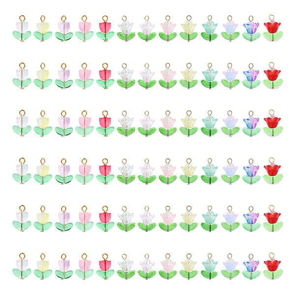 78Pcs 14 Styles Glass Pendants
