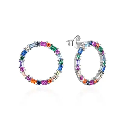 Agato AGT-E163PC Colorful Zirconia Silver Earrings