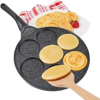 7 Hole Pancake Pan, Non Stick Pancake Pan with Handle, Nonstick Egg Pan, Creative Shaped Breakfast Cookware for Home Kitchen,...