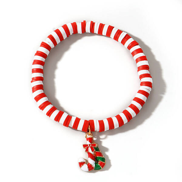 Elegant Christmas Handmade Polymer Clay Heishi Beaded Stretch Bracelets