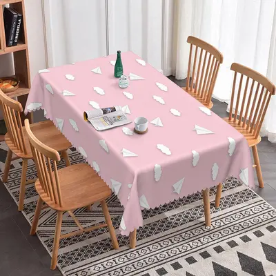 Aperturee Paper Airplanes Pink Sky Baby Shower Tablecloth, 52x70 Inch, 30.82 USD, rectangle tablecloths, ZJY04631-A