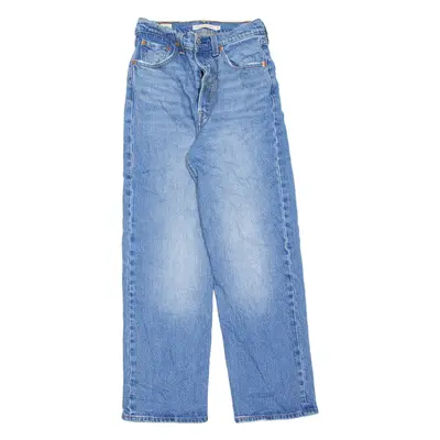 LEVI'S Rib Cage BIG E Womens Jeans Blue Slim Straight Stone Wash W25 L26