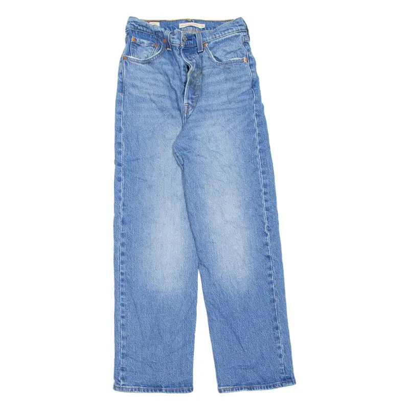 LEVI'S Rib Cage BIG E Womens Jeans Blue Slim Straight Stone Wash W25 L26