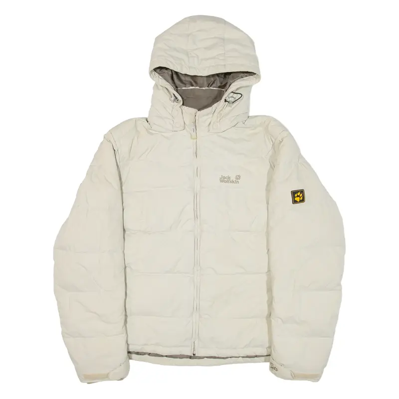 JACK WOLFSKIN Insulated Womens Puffer Jacket Beige Hooded UK 18