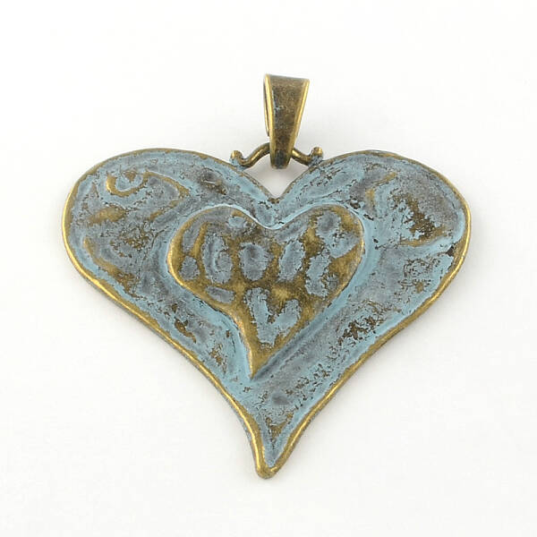 Heart Tibetan Style Alloy Big Pendants