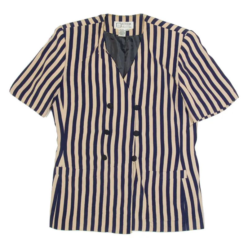 Womens Printed Blouse Brown V-Neck Striped UK 10