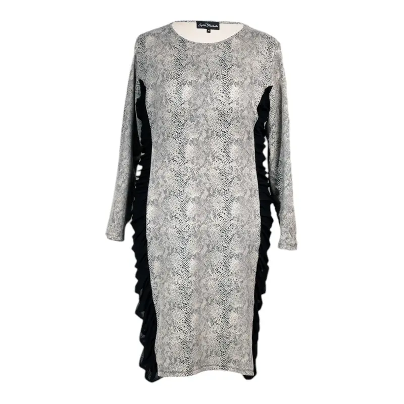 Cleopatra Chocolate Brown and Grey Vegan Leather Dress | Size: Size UK 16/ US 12 | Color: Brown
