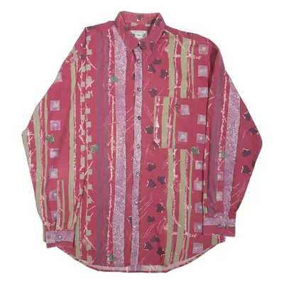 VINCI TRADITIONS Mens Shirt Red Striped Long Sleeve L