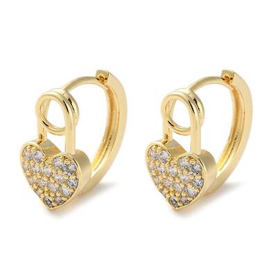 Brass Micro Pave Clear Cubic Zirconia Hoop Earrings