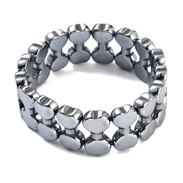 Terahertz Stone Heart Beaded Double Layer Stretch Bracelets for Women Men