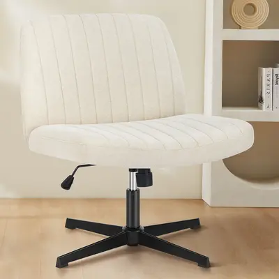 Furnest Furniture Indoor Furniture Chairs Criss Cross Legged Office Chair, Armless Desk Chair No Wheels Wide Home Office Desk...