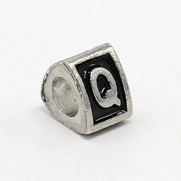 Platinum Tone Zinc Alloy Enamel European Beads