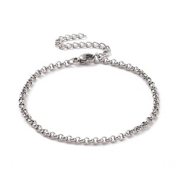 Non-Tarnish 304 Stainless Steel Rolo Chain Bracelet for Men Women