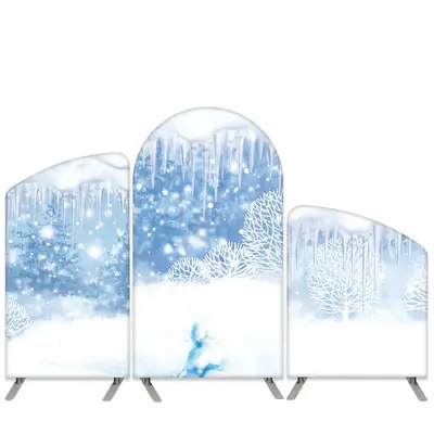 Aperturee Winter Snowflake Bokeh Theme Blue White Arch Backdrop Kit | Custom Arched Wall Covers | Diy Chiara Backdrop Cover |...
